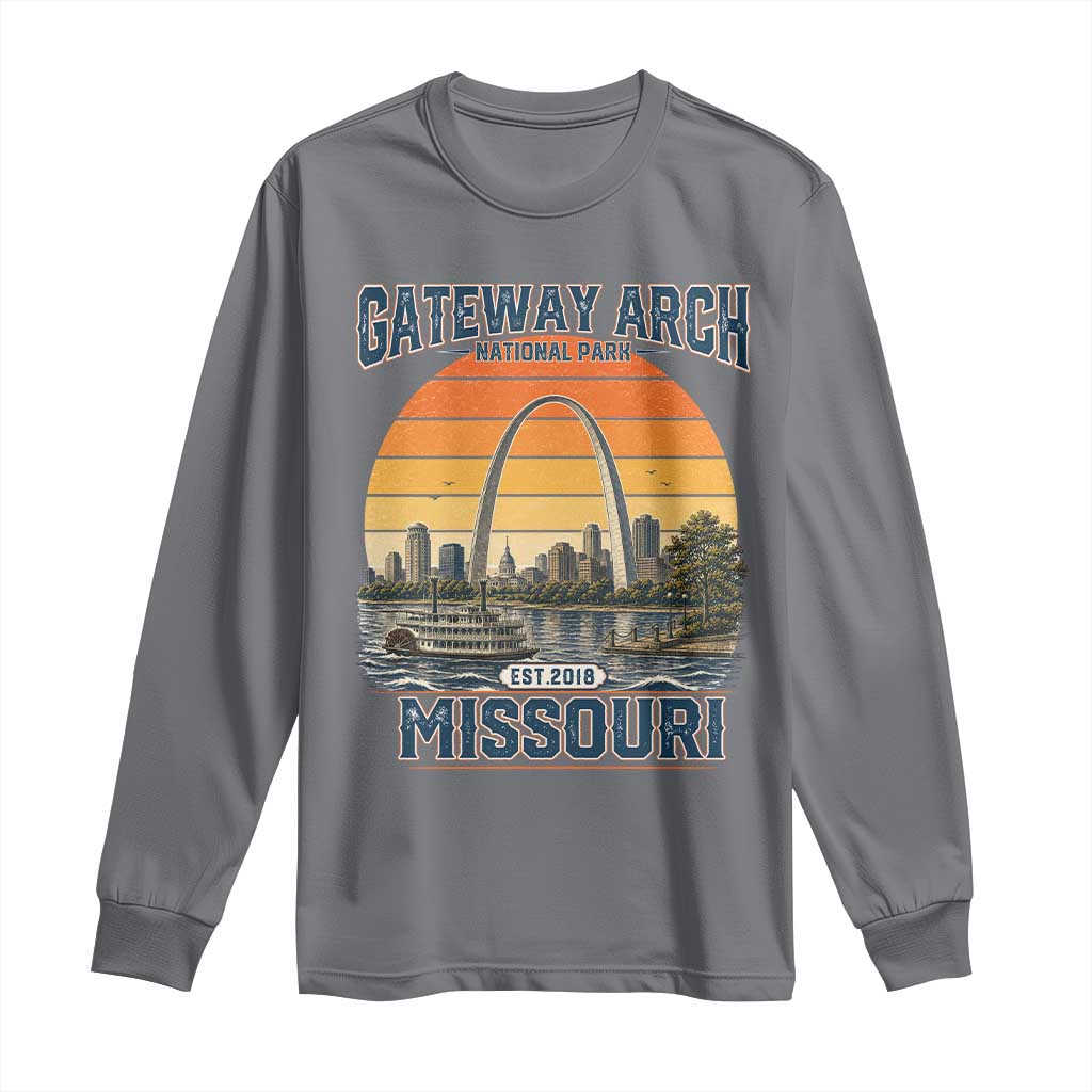 Gateway Arch National Park Long Sleeve Shirt Retro St Louis Missouri Travel Souvenir Nature Gift TS14 Charcoal Print Your Wear