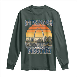 Gateway Arch National Park Long Sleeve Shirt Retro St Louis Missouri Travel Souvenir Nature Gift TS14 Dark Forest Green Print Your Wear