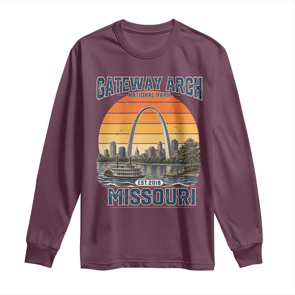 Gateway Arch National Park Long Sleeve Shirt Retro St Louis Missouri Travel Souvenir Nature Gift TS14 Maroon Print Your Wear
