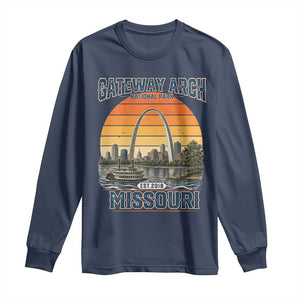Gateway Arch National Park Long Sleeve Shirt Retro St Louis Missouri Travel Souvenir Nature Gift TS14 Navy Print Your Wear