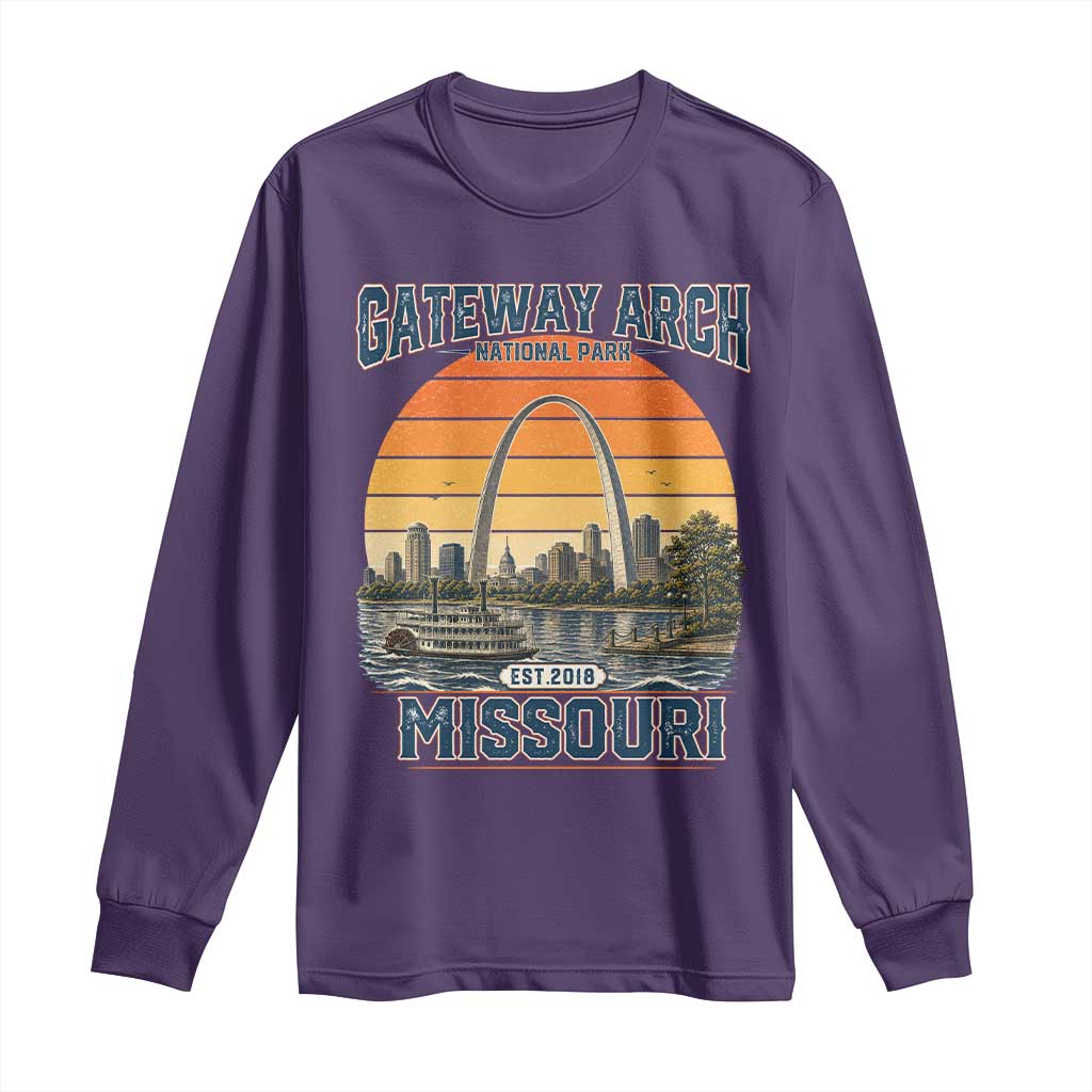 Gateway Arch National Park Long Sleeve Shirt Retro St Louis Missouri Travel Souvenir Nature Gift TS14 Purple Print Your Wear
