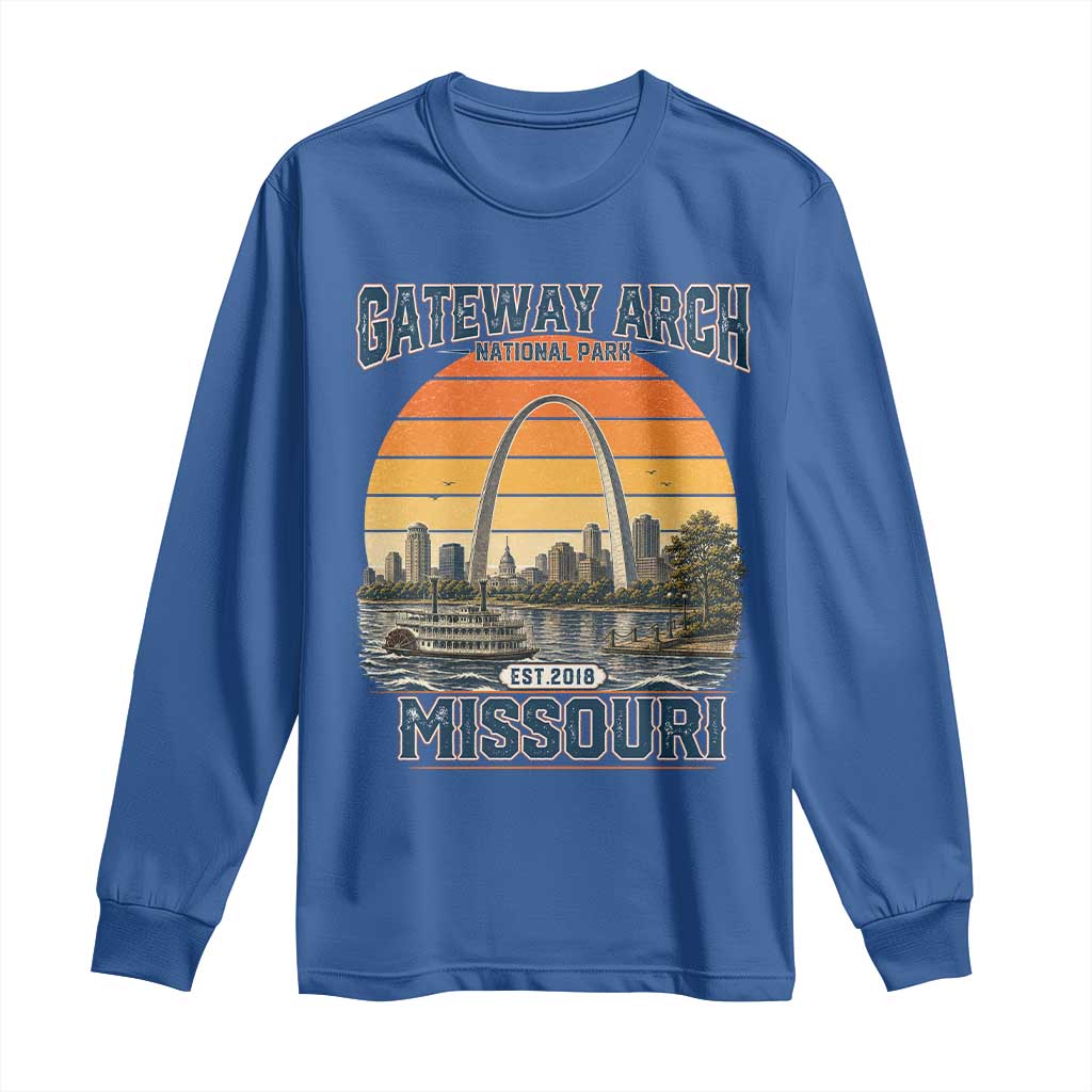 Gateway Arch National Park Long Sleeve Shirt Retro St Louis Missouri Travel Souvenir Nature Gift TS14 Royal Blue Print Your Wear