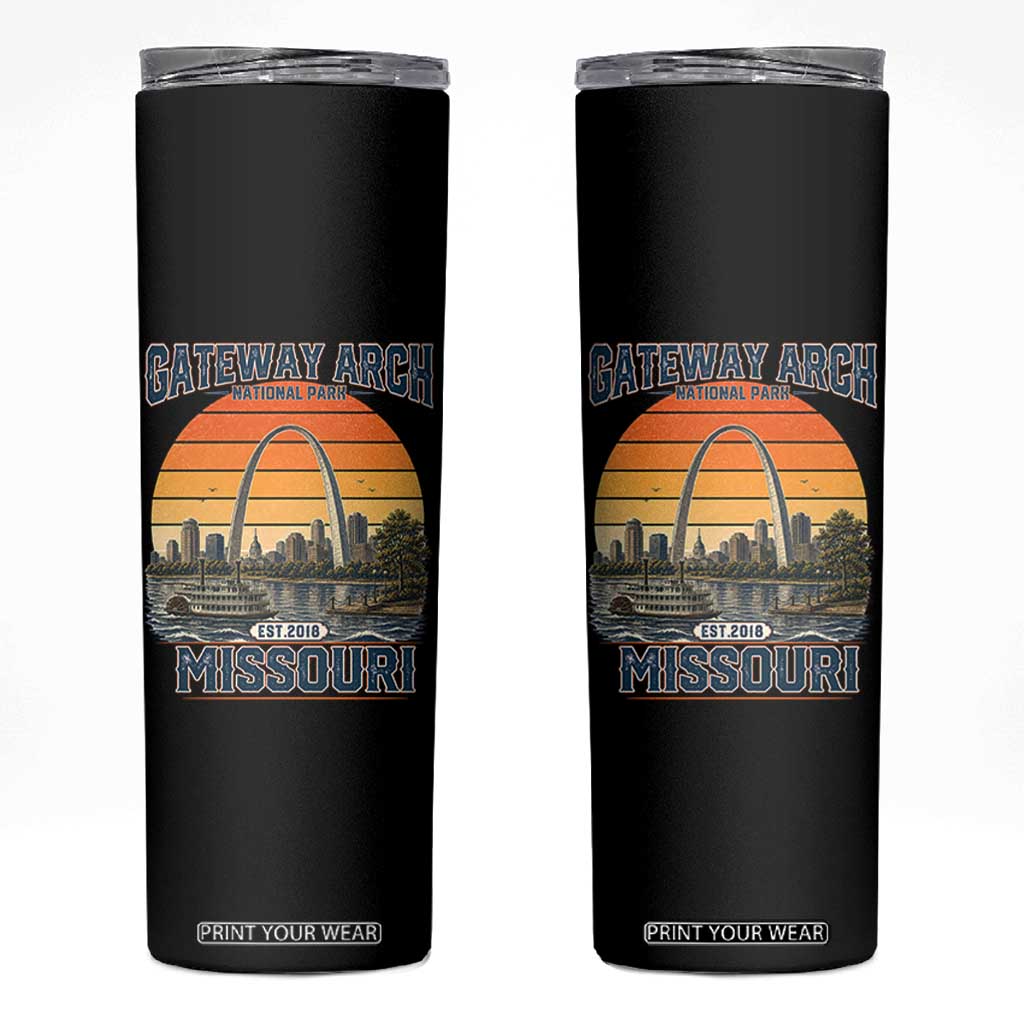 Gateway Arch National Park Skinny Tumbler Retro St Louis Missouri Travel Souvenir Nature Gift TS14 Black Print Your Wear