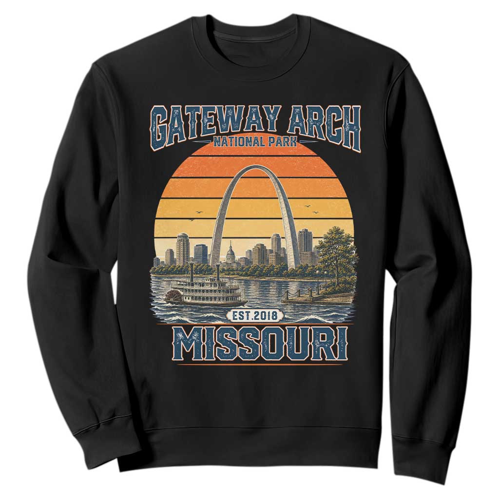 Gateway Arch National Park Sweatshirt Retro St Louis Missouri Travel Souvenir Nature Gift TS14 Black Print Your Wear