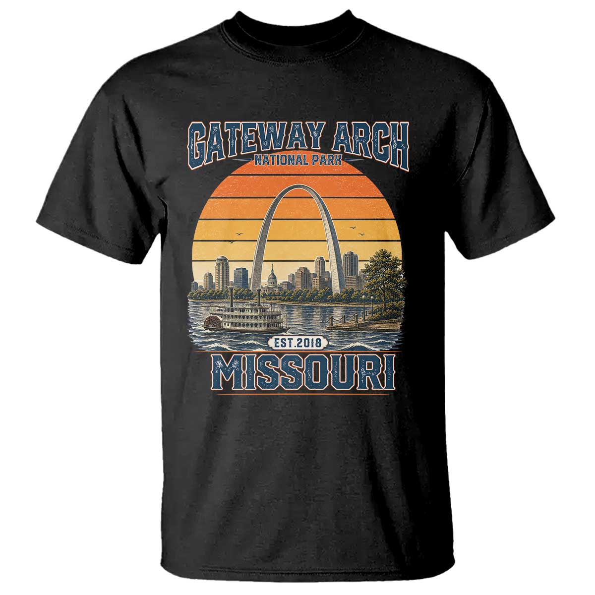 Gateway Arch National Park T Shirt Retro St Louis Missouri Travel Souvenir Nature Gift TS14 Black Print Your Wear