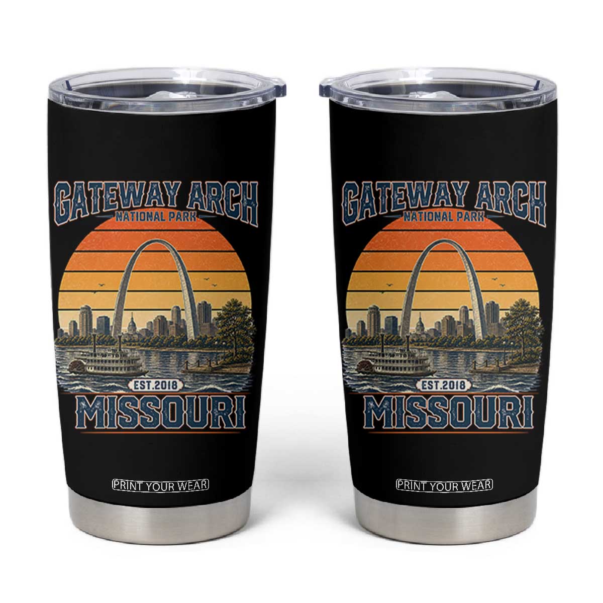 Gateway Arch National Park Tumbler Cup Retro St Louis Missouri Travel Souvenir Nature Gift TS14 Black Print Your Wear
