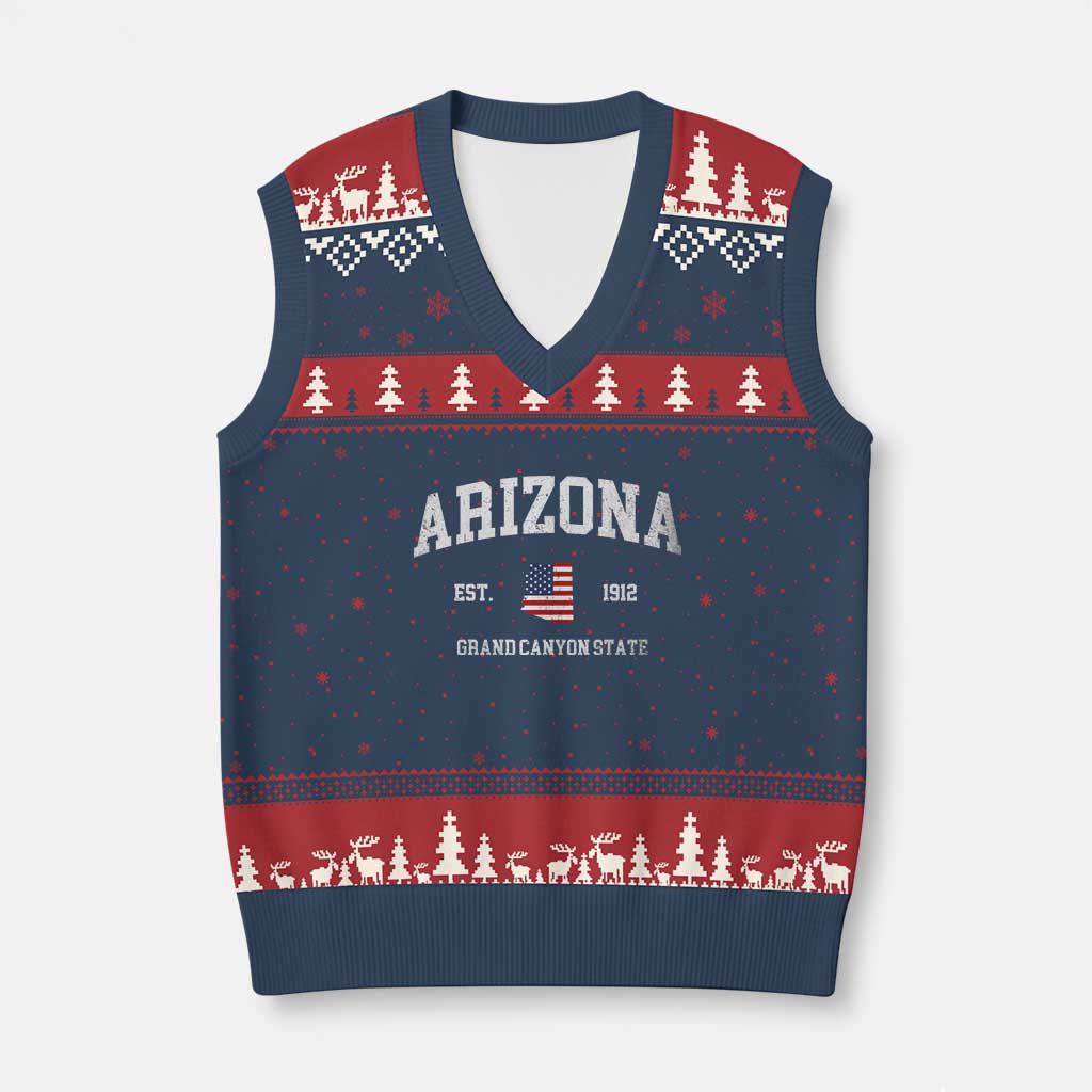 Arizona Grand Canyon State America USA Souvenir V-Neck Knit Sweater Vest TS14 Navy Red Print Your Wear