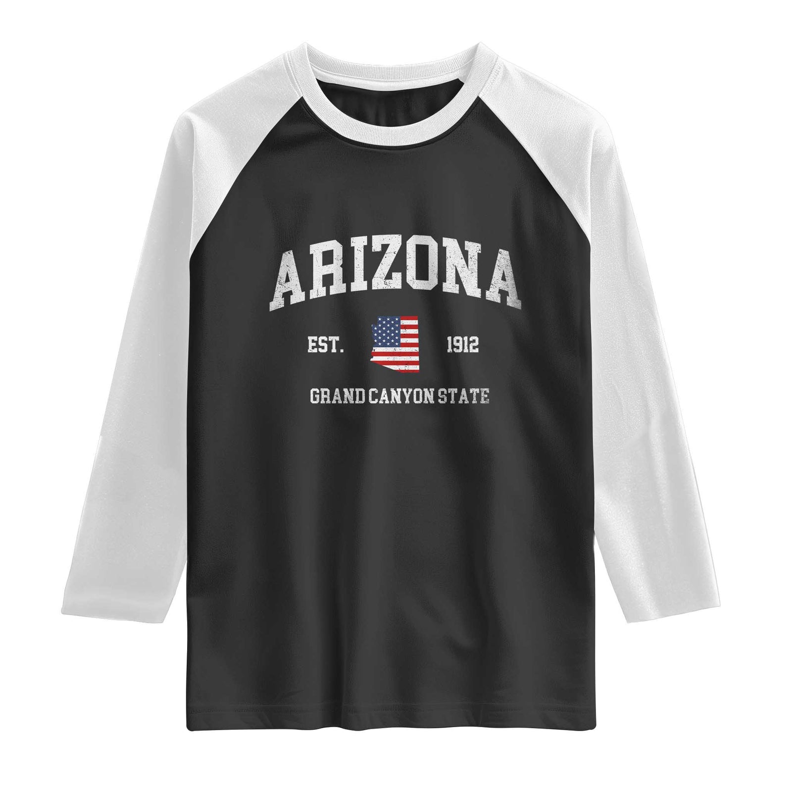 Arizona Grand Canyon State America USA Souvenir Raglan Shirt TS14 Black White Print Your Wear