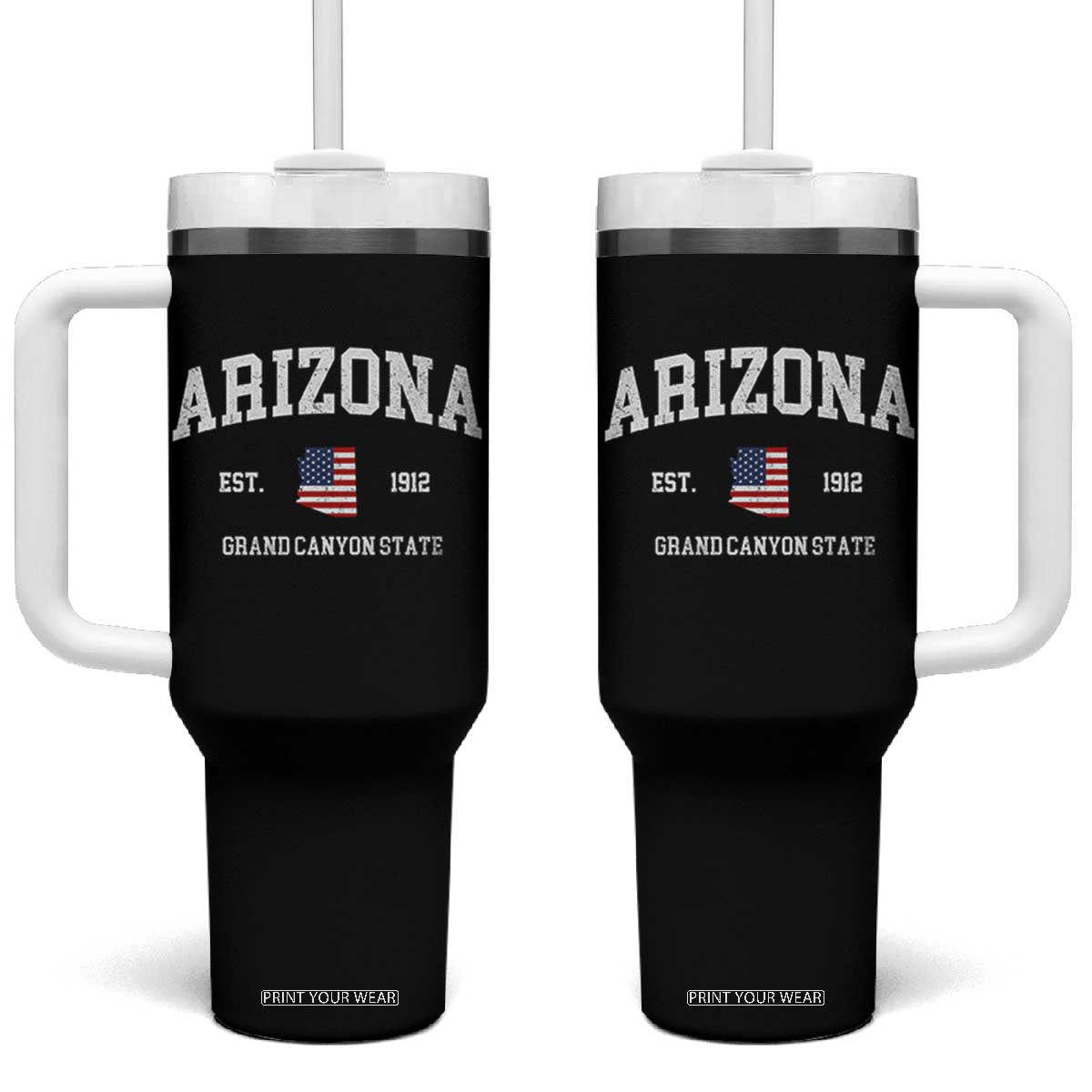 Arizona Grand Canyon State America USA Souvenir Tumbler With Handle TS14 One Size: 40 oz Black Print Your Wear