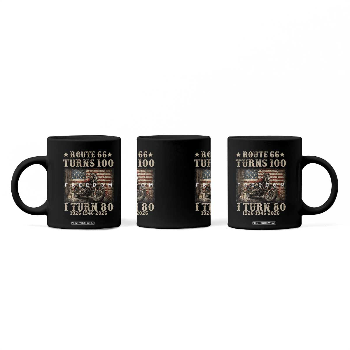 Route Highway 66 Turns 100 I Turn 80 Coffee Mug Vintage 1946 American Freedom Motorcycle Lover 80th Birthday Gift