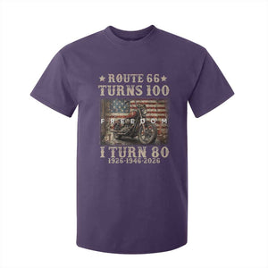 Route Highway 66 Turns 100 I Turn 80 T Shirt For Kid Vintage 1946 American Freedom Motorcycle Lover 80th Birthday Gift