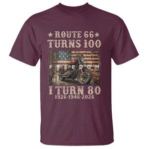Route Highway 66 Turns 100 I Turn 80 T Shirt Vintage 1946 American Freedom Motorcycle Lover 80th Birthday Gift