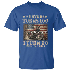 Route Highway 66 Turns 100 I Turn 80 T Shirt Vintage 1946 American Freedom Motorcycle Lover 80th Birthday Gift