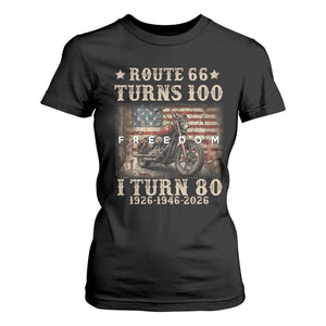 Route Highway 66 Turns 100 I Turn 80 T Shirt For Women Vintage 1946 American Freedom Motorcycle Lover 80th Birthday Gift