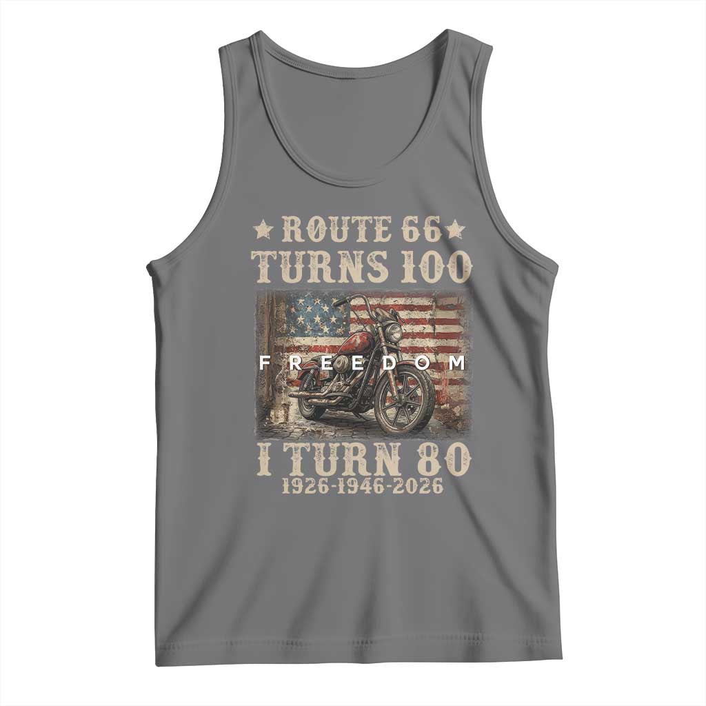 Route Highway 66 Turns 100 I Turn 80 Tank Top Vintage 1946 American Freedom Motorcycle Lover 80th Birthday Gift