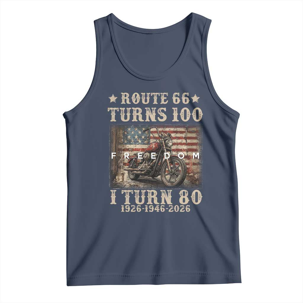 Route Highway 66 Turns 100 I Turn 80 Tank Top Vintage 1946 American Freedom Motorcycle Lover 80th Birthday Gift