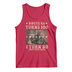 Route Highway 66 Turns 100 I Turn 80 Tank Top Vintage 1946 American Freedom Motorcycle Lover 80th Birthday Gift