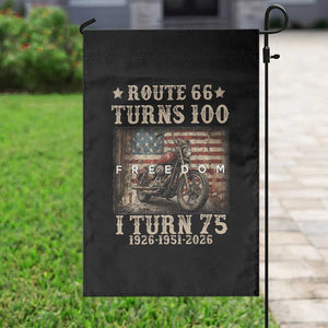 Route Highway 66 Turns 100 I Turn 75 Garden Flag Vintage 1951 American Freedom Motorcycle Lover 75th Birthday Gift
