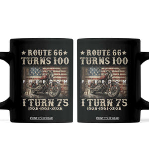 Route Highway 66 Turns 100 I Turn 75 Coffee Mug Vintage 1951 American Freedom Motorcycle Lover 75th Birthday Gift