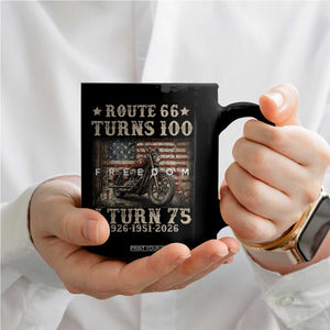 Route Highway 66 Turns 100 I Turn 75 Coffee Mug Vintage 1951 American Freedom Motorcycle Lover 75th Birthday Gift