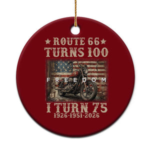 Route Highway 66 Turns 100 I Turn 75 Ceramic Ornament Vintage 1951 American Freedom Motorcycle Lover 75th Birthday Gift