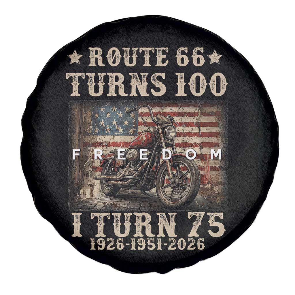 Route Highway 66 Turns 100 I Turn 75 Spare Tire Cover Vintage 1951 American Freedom Motorcycle Lover 75th Birthday Gift