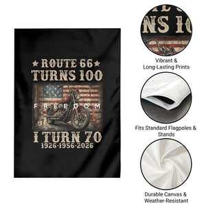 Route Highway 66 Turns 100 I Turn 70 Garden Flag Vintage 1956 American Freedom Motorcycle Lover 70th Birthday Gift