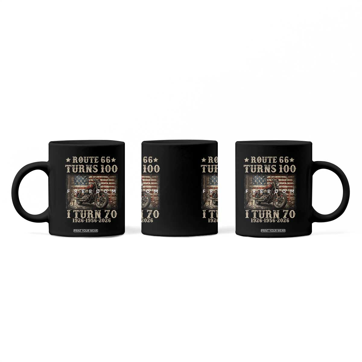 Route Highway 66 Turns 100 I Turn 70 Coffee Mug Vintage 1956 American Freedom Motorcycle Lover 70th Birthday Gift