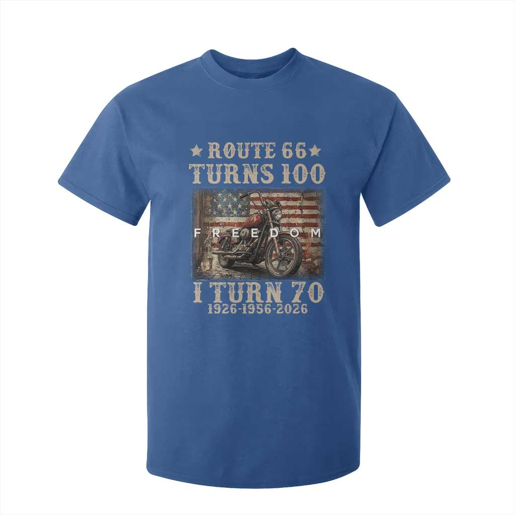 Route Highway 66 Turns 100 I Turn 70 T Shirt For Kid Vintage 1956 American Freedom Motorcycle Lover 70th Birthday Gift