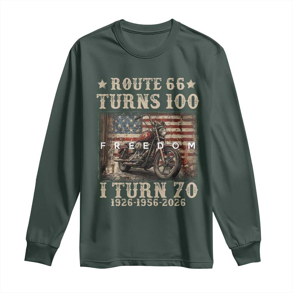 Route Highway 66 Turns 100 I Turn 70 Long Sleeve Shirt Vintage 1956 American Freedom Motorcycle Lover 70th Birthday Gift