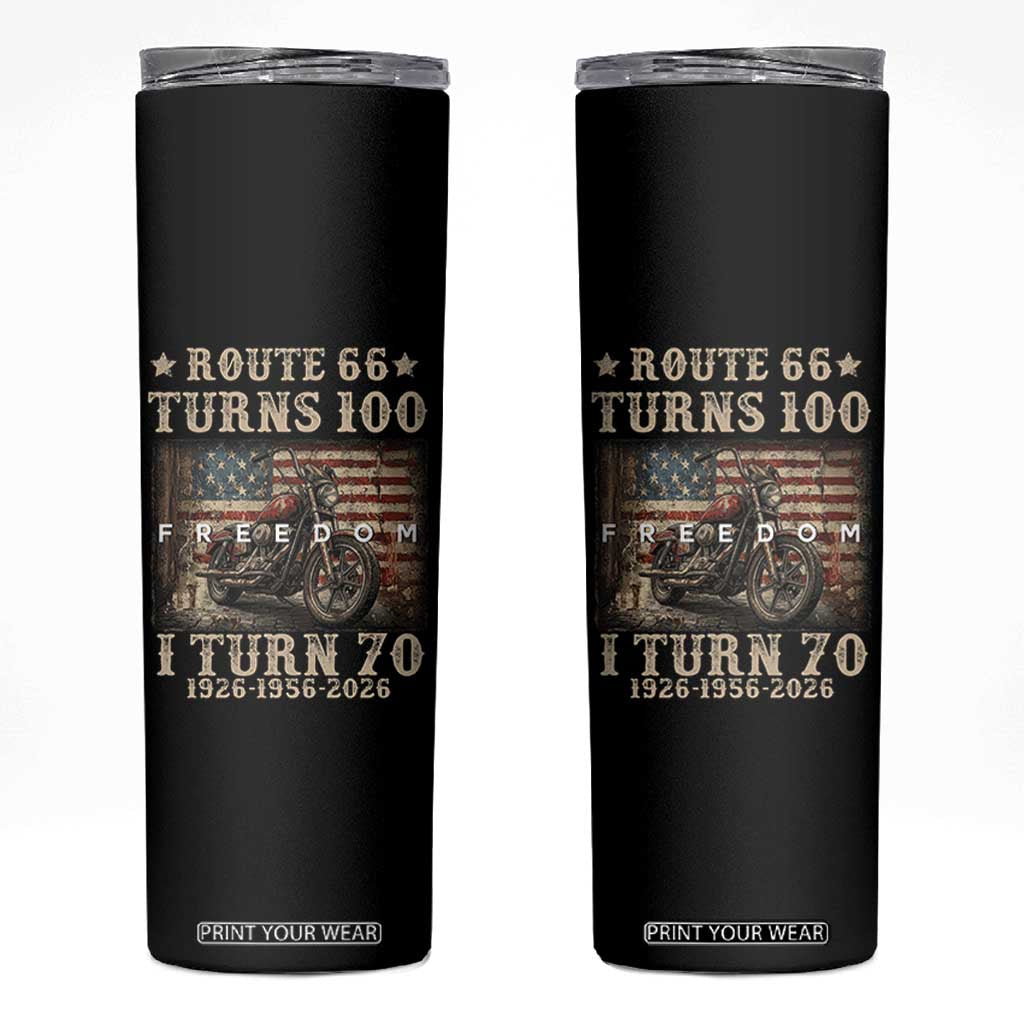 Route Highway 66 Turns 100 I Turn 70 Skinny Tumbler Vintage 1956 American Freedom Motorcycle Lover 70th Birthday Gift