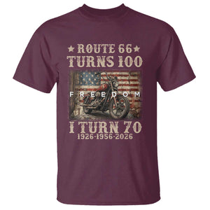 Route Highway 66 Turns 100 I Turn 70 T Shirt Vintage 1956 American Freedom Motorcycle Lover 70th Birthday Gift
