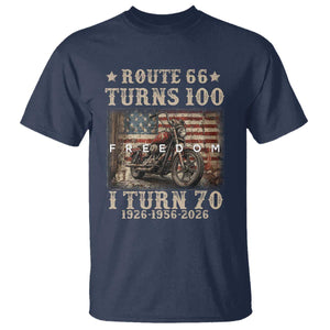 Route Highway 66 Turns 100 I Turn 70 T Shirt Vintage 1956 American Freedom Motorcycle Lover 70th Birthday Gift