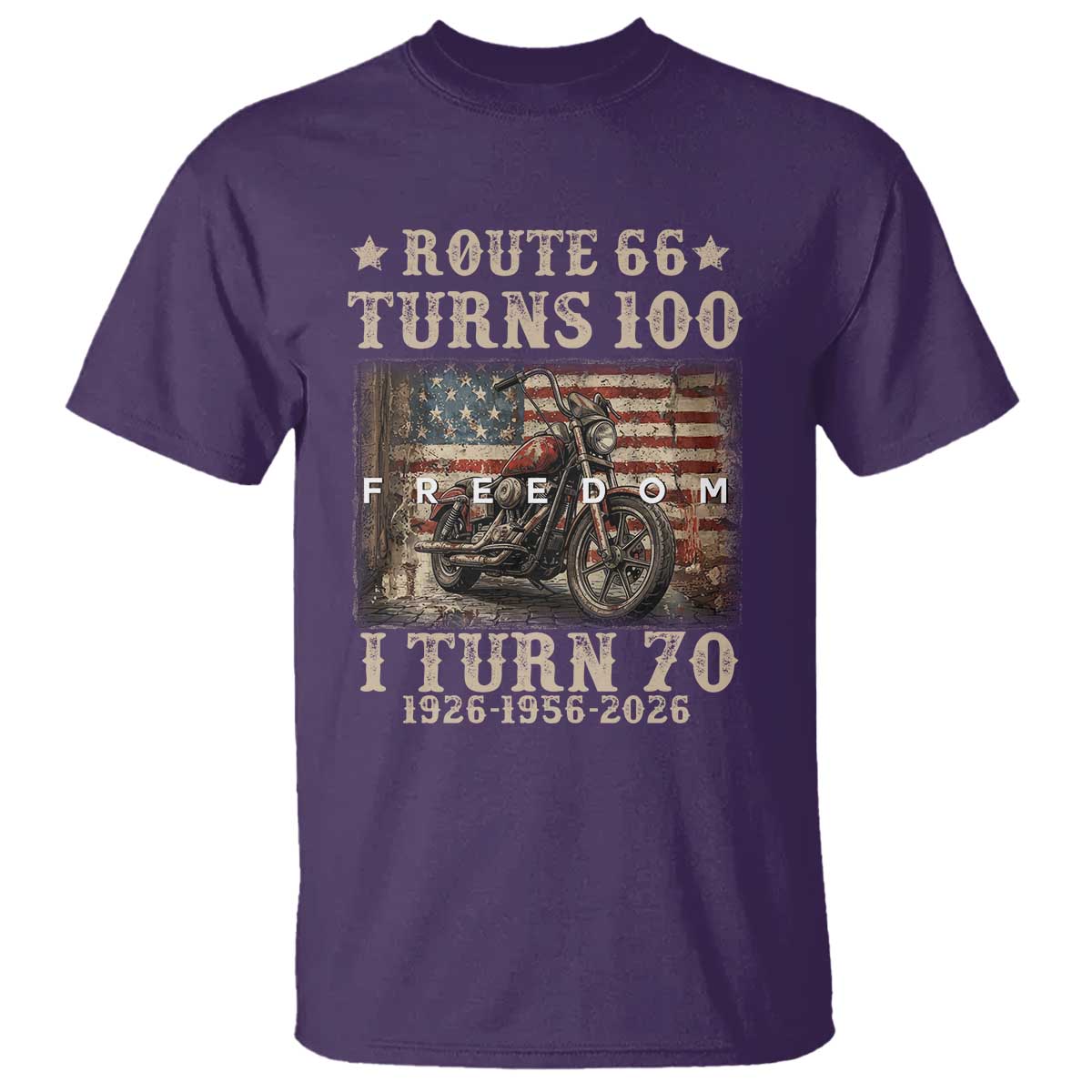 Route Highway 66 Turns 100 I Turn 70 T Shirt Vintage 1956 American Freedom Motorcycle Lover 70th Birthday Gift