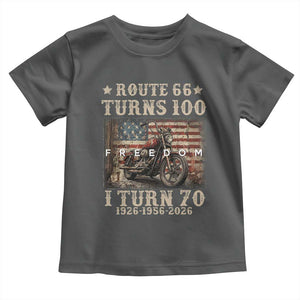 Route Highway 66 Turns 100 I Turn 70 Toddler T Shirt Vintage 1956 American Freedom Motorcycle Lover 70th Birthday Gift