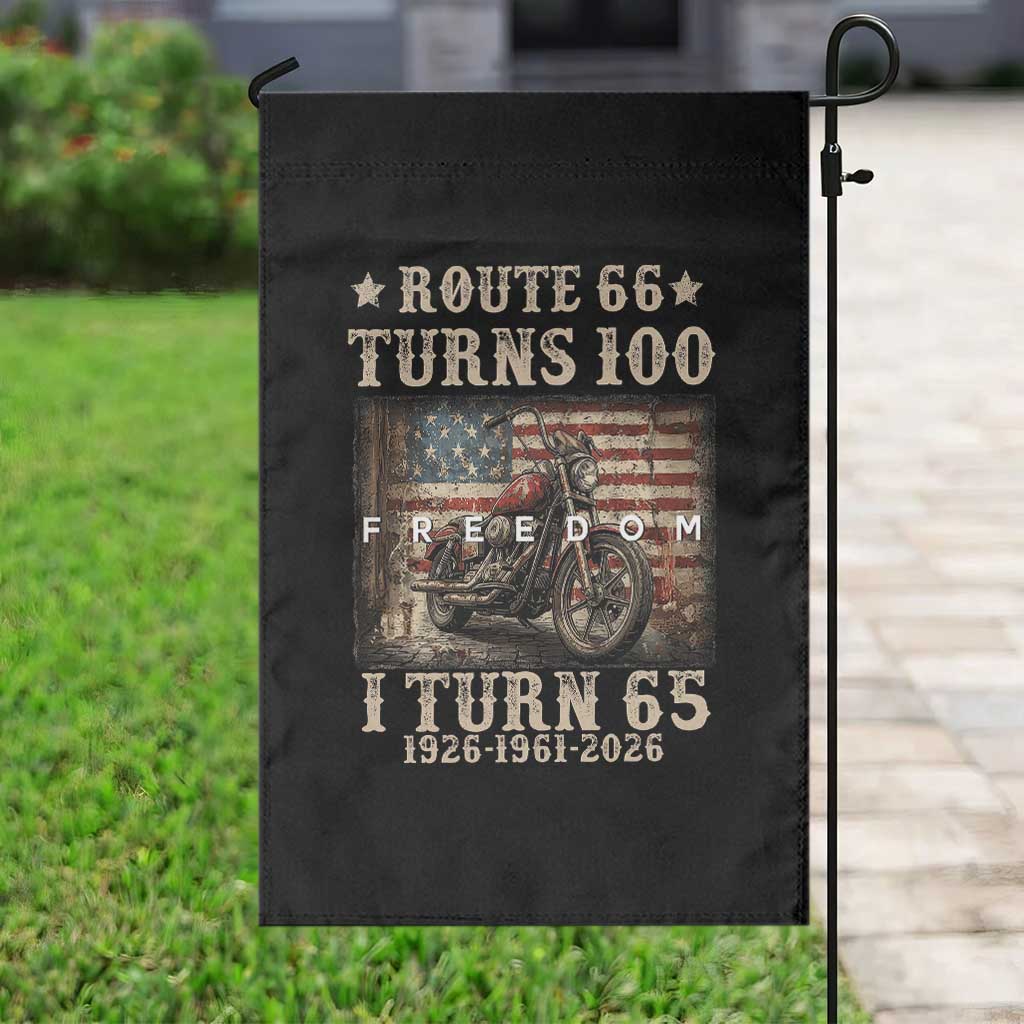 Route Highway 66 Turns 100 I Turn 65 Garden Flag Vintage 1961 American Freedom Motorcycle Lover 65th Birthday Gift