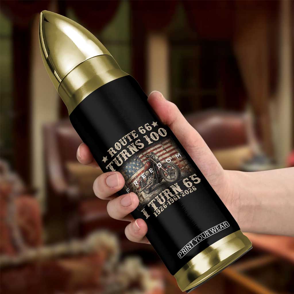 Route Highway 66 Turns 100 I Turn 65 Bullet Tumbler Vintage 1961 American Freedom Motorcycle Lover 65th Birthday Gift