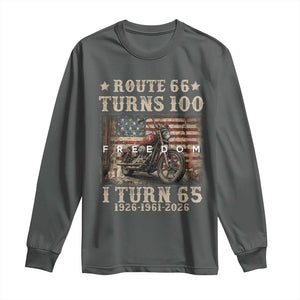 Route Highway 66 Turns 100 I Turn 65 Long Sleeve Shirt Vintage 1961 American Freedom Motorcycle Lover 65th Birthday Gift