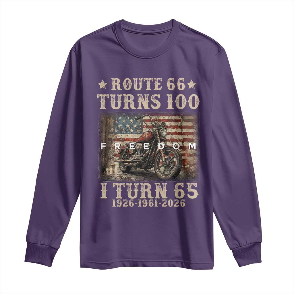 Route Highway 66 Turns 100 I Turn 65 Long Sleeve Shirt Vintage 1961 American Freedom Motorcycle Lover 65th Birthday Gift
