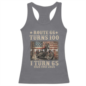 Route Highway 66 Turns 100 I Turn 65 Racerback Tank Top Vintage 1961 American Freedom Motorcycle Lover 65th Birthday Gift