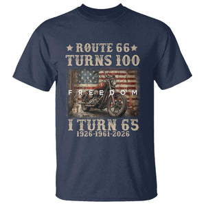 Route Highway 66 Turns 100 I Turn 65 T Shirt Vintage 1961 American Freedom Motorcycle Lover 65th Birthday Gift