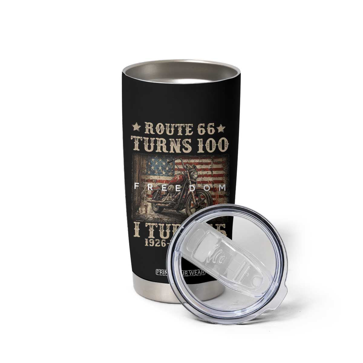 Route Highway 66 Turns 100 I Turn 65 Tumbler Cup Vintage 1961 American Freedom Motorcycle Lover 65th Birthday Gift