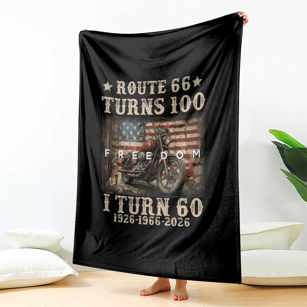 Route Highway 66 Turns 100 I Turn 60 Throw Blanket Vintage 1966 American Freedom Motorcycle Lover 60th Birthday Gift