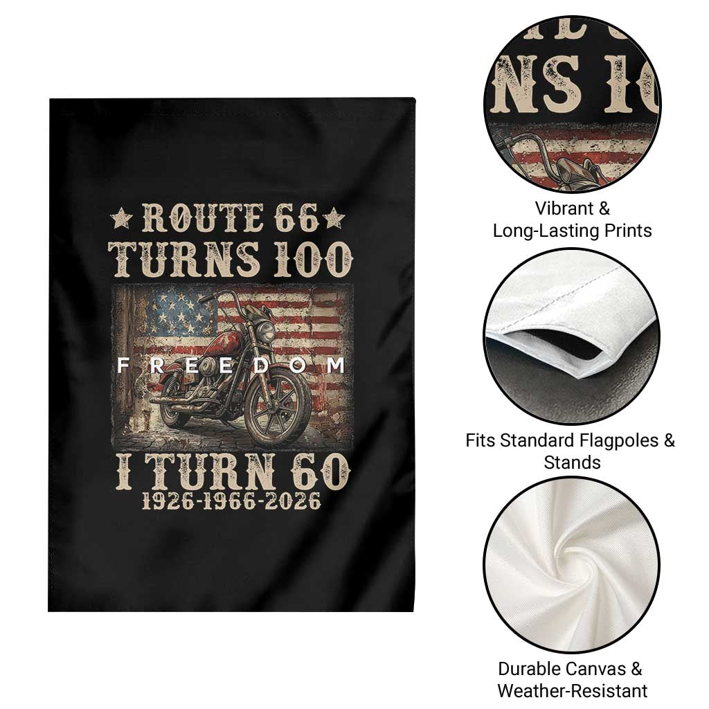 Route Highway 66 Turns 100 I Turn 60 Garden Flag Vintage 1966 American Freedom Motorcycle Lover 60th Birthday Gift