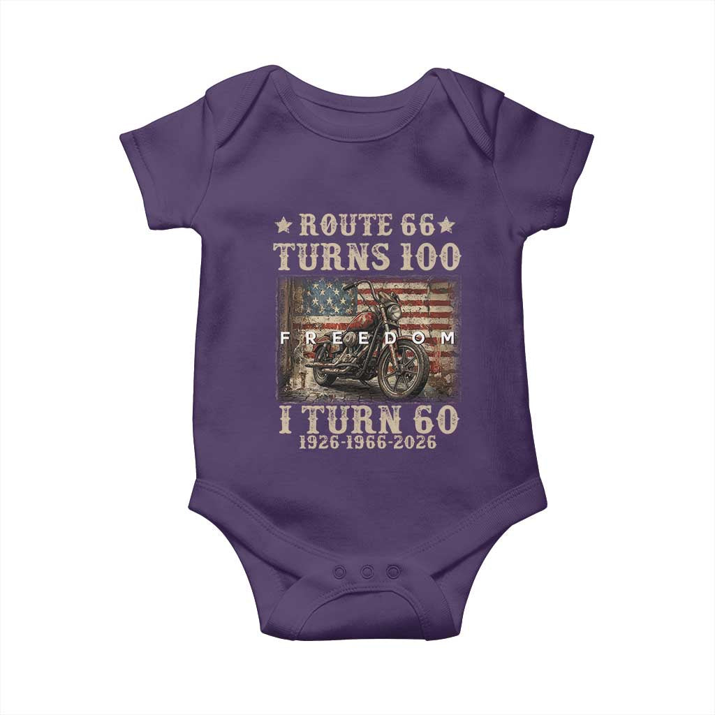 Route Highway 66 Turns 100 I Turn 60 Baby Onesie Vintage 1966 American Freedom Motorcycle Lover 60th Birthday Gift