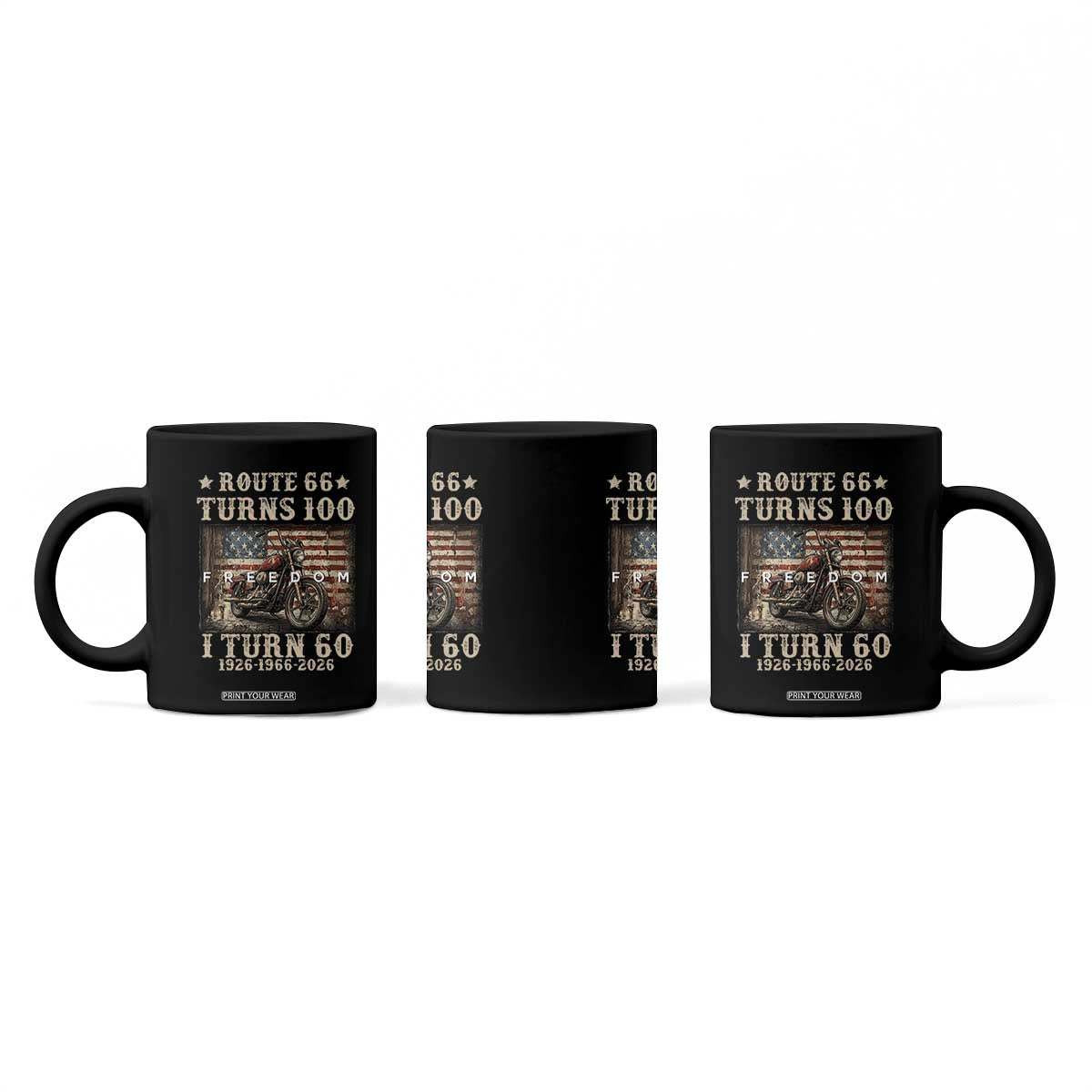 Route Highway 66 Turns 100 I Turn 60 Coffee Mug Vintage 1966 American Freedom Motorcycle Lover 60th Birthday Gift