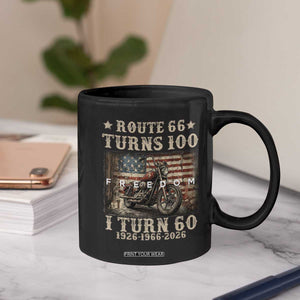 Route Highway 66 Turns 100 I Turn 60 Coffee Mug Vintage 1966 American Freedom Motorcycle Lover 60th Birthday Gift