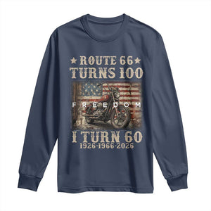 Route Highway 66 Turns 100 I Turn 60 Long Sleeve Shirt Vintage 1966 American Freedom Motorcycle Lover 60th Birthday Gift