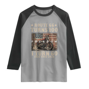 Route Highway 66 Turns 100 I Turn 60 Raglan Shirt Vintage 1966 American Freedom Motorcycle Lover 60th Birthday Gift