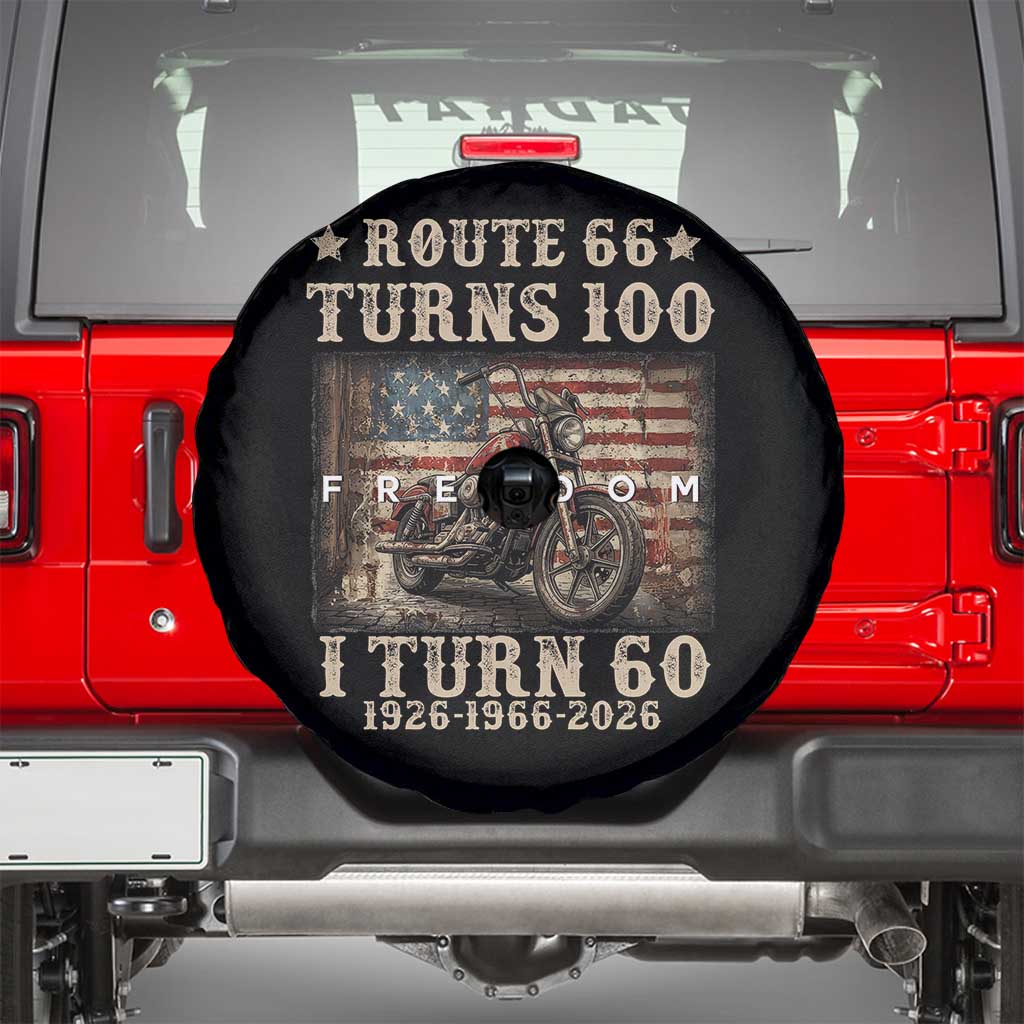 Route Highway 66 Turns 100 I Turn 60 Spare Tire Cover Vintage 1966 American Freedom Motorcycle Lover 60th Birthday Gift